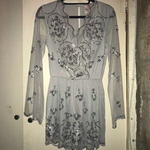 H&M Divided NEW Blue Sequin Sheer Romper